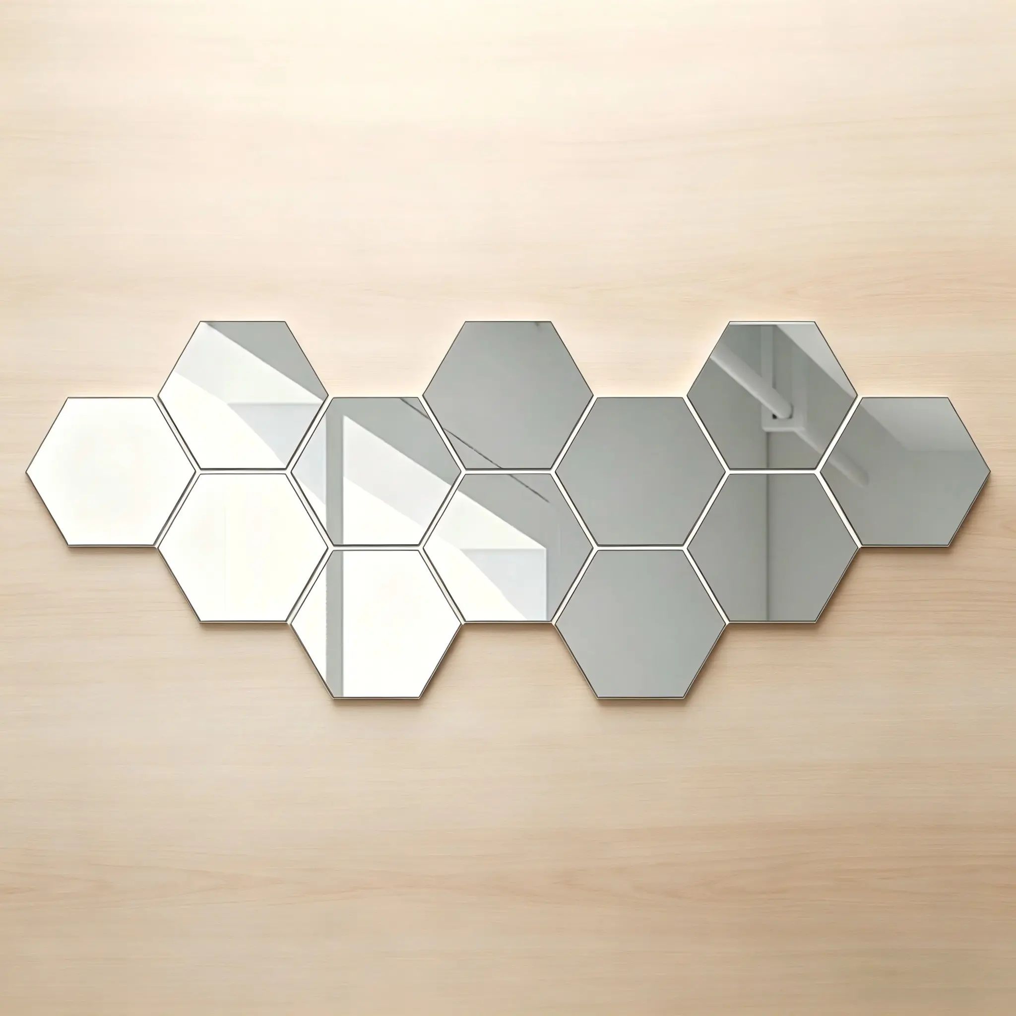 12 Pcs 5.91" Hexagonal Mirror Wall Stickers Removable DIY Mirror Tiles Multiple Colors Easy Install Acrylic Decorative Wall Sticker Home Wall Decor for Living Roo Room Decor Wall