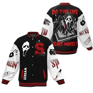 Scream Bomber Baseball Jacket, Movie Baseball Jacket, Sport Bomber Jacket, Comfortable Unisex Bomber, Trendy Jacket, Baseball Jacket For Men Women Gen Z Fall Winter Outfits