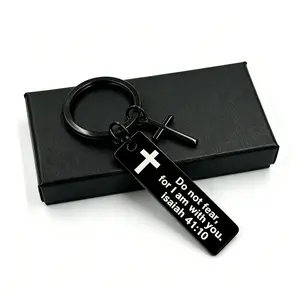 Stainless Steel Bible Verse Cross Keychain, Philippians Christian Inspirational Pendant, Sacred Religious Daily Accessory, Meaningful Faith Gift for Couples & Loved Ones
