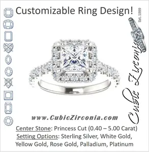Cubic Zirconia Engagement Ring- The Mckenzie (Customizable Princess Cut)