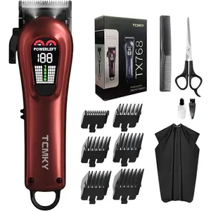 Hair Clippers for Men Professional Clippers for Men Cordless&Corded Barber Clippers for Hair Cutting & Grooming. Rechargeable Hair Trimmer Kit for Household (Red)