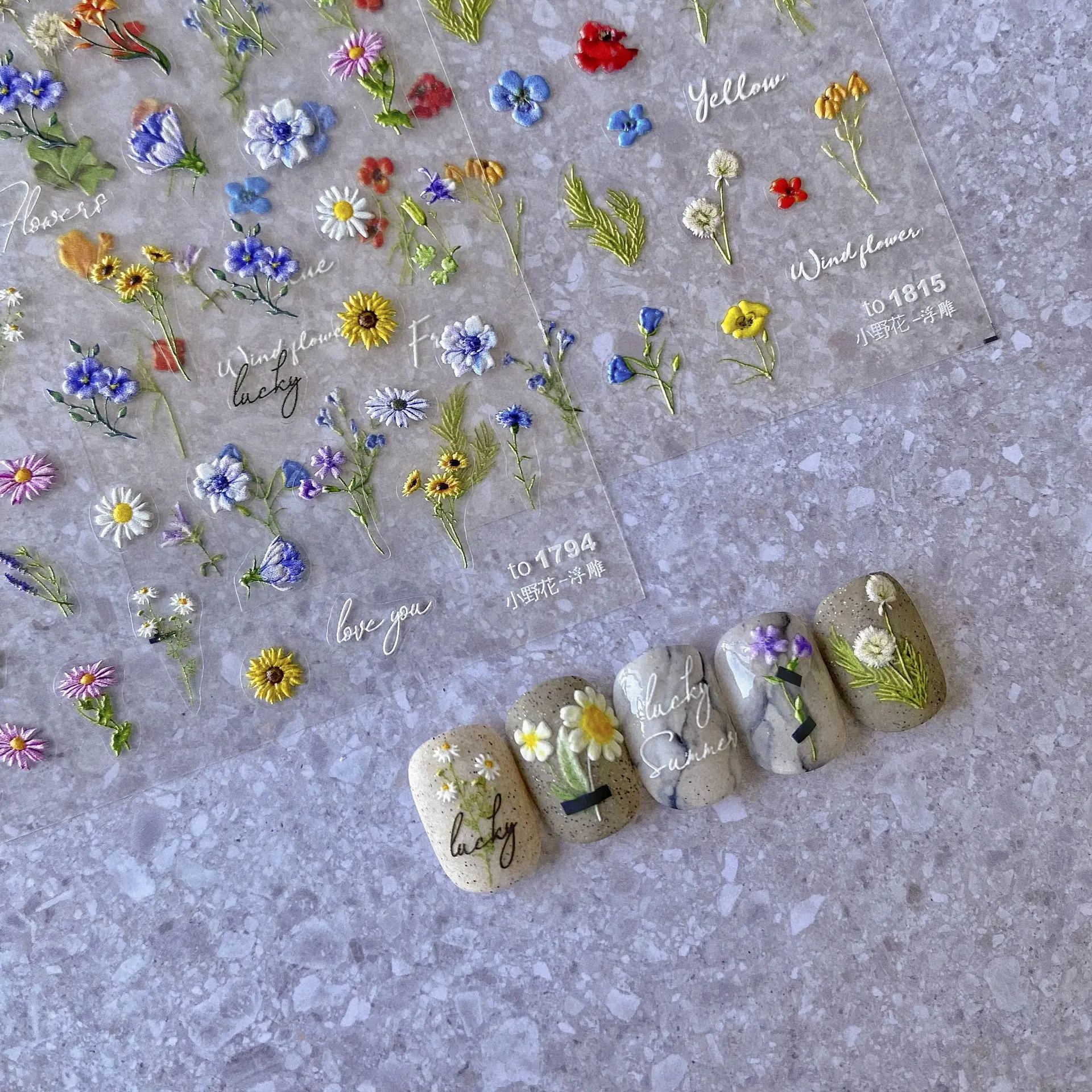Designed for DIY nail art enthusiasts - 3pack Flowers Nail Art Stickers Summer Floral Leaf Plant 5D Embossed Nail Decals Self-Adhesive Nails Supply Manicure Sliders Flower Stickers for Nails Decoration, Design Decoration Accessories for Women and Girls