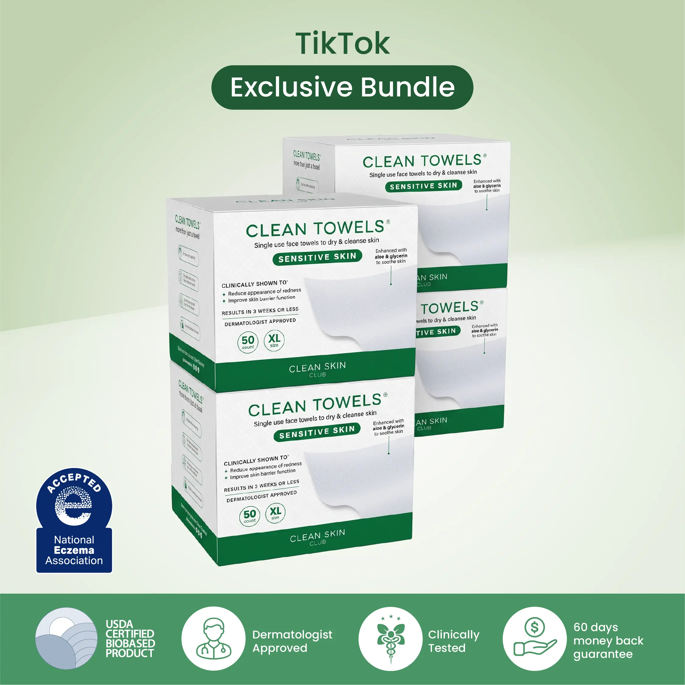 Sensitive Skin Clean Towels XL 4 pack - 200 count