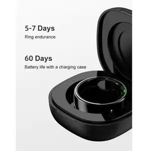 Smart Ring Charging Case for Colmi and R02 R03 R05 R06 R08 R09 R10 R11 R12 - 200 mAh Portable Charger with LED Indicator - Fast USB-C Recharge in 1.5 Hours - Durable Wearable - Black - Overcharge Protection - Up to 60 Days Power Wearable Accessories Gift