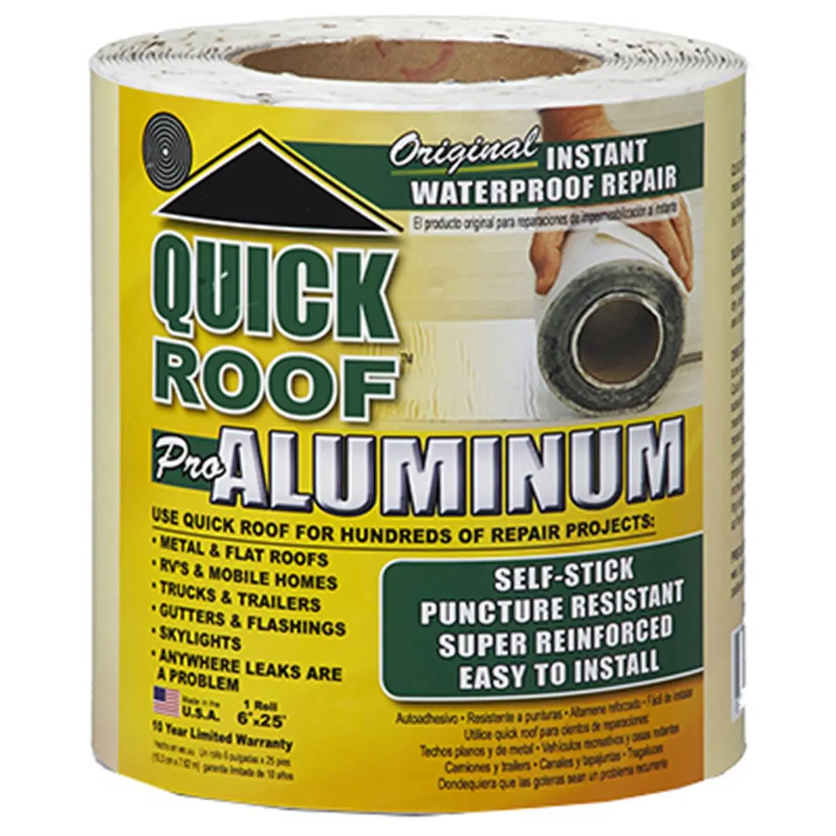 212 MAIN QR625 Super Reinforced Aluminum Surface Roof Repair Sealant - Self-Adhesive Waterproof Sealants, Instant Puncture-Resistant Waterproof Coating for RVs, Skylights - 6 in x 25 ft