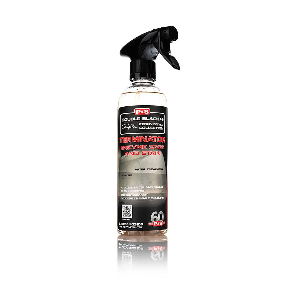 P&S Detail Products - Terminator Enzyme Spot & Stain Remover – Upholstery & Carpet Cleaner, Eliminates Grease, Dirt, Protein-Based Stains, Fresh Scent