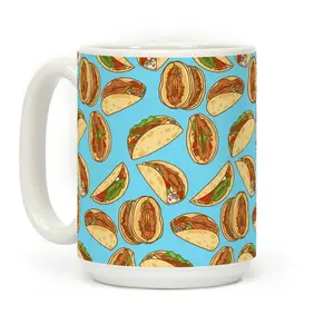 [Sale Up to 60% ] Taco Vulvas Pattern Coffee Mug  11 oz or 15 oz Ceramic Drinkware with Large Handles, Printed in the USA