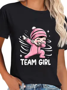 100% Cotton Gender Reveal Party Team Girl Baby Announcement T-Shirt