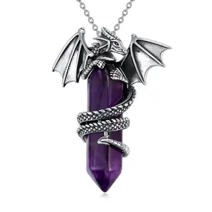 Dragon's Embrace Amethyst Necklace 925 Sterling Silver- Mystical Jewelry for Bold Souls