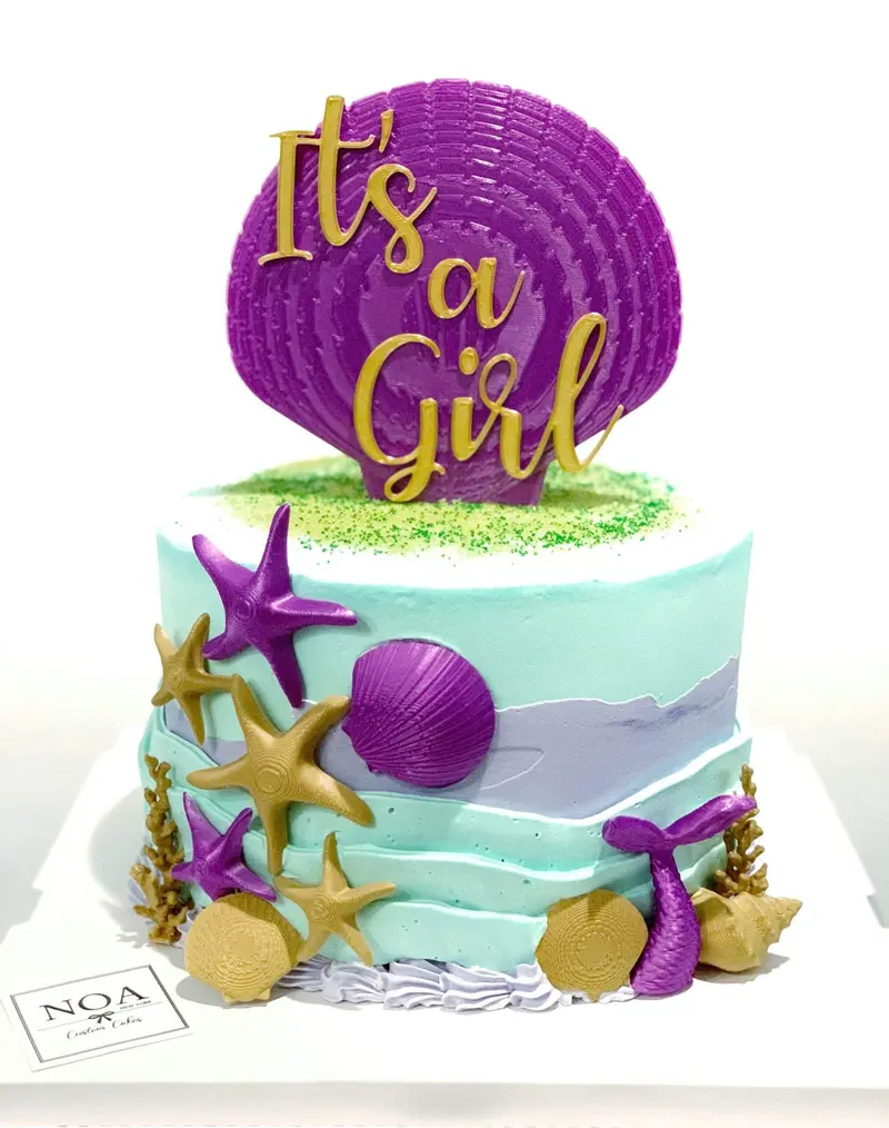 Custom Sea Shell Cake Topper Birthday Party Centerpiece Personalized Name or Any Text | Multiple colors available | Mermaid or Beach Themed