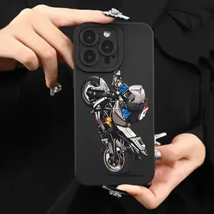 A Motorcycle Stunt Rider Pattern Matte Anti-drop Phone Case, Suitable for iPhone 17 Air/16 Plus/15 Pro Max/14 Pro/13/12/11/XS Max/X Phone Case, Ideal Gift for Family, Friends, Lovers, Boyfriend on Holidays MS301