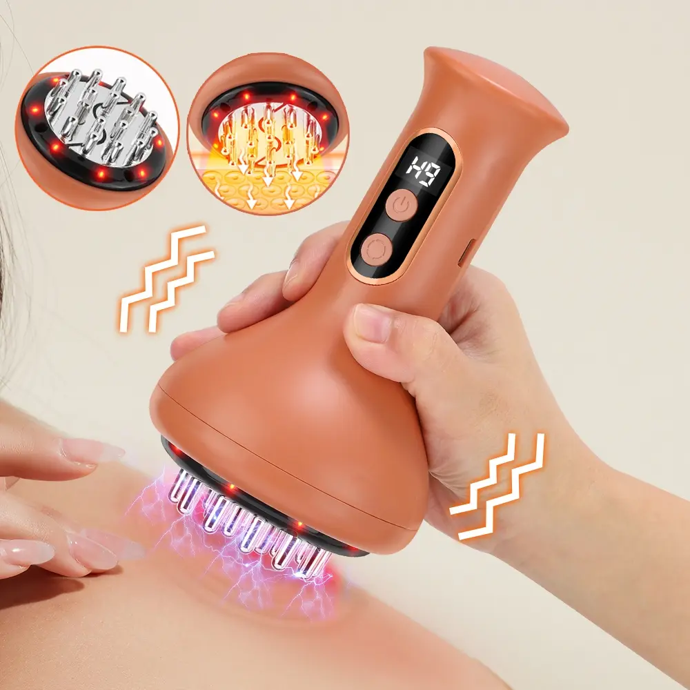 Hot Compress Acupuncture Meridian Brush, 9 Speed Shoulder Back Waist Thigh Massager, Body Shaping Muscle Relaxation Tool, USB Rechargeable Massagers, Acupressure Tool, Relaxation Aid