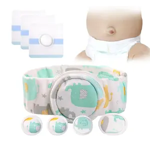 Umbilical Hernia Belt Kit for Baby, Baby Belly Button Band, Hernia Belt with 4 Compression Pads and 3 Navel Patches, Infant Abdominal Binder Set, Umbilical Cord Cover for Newborn(S Pattern Green)