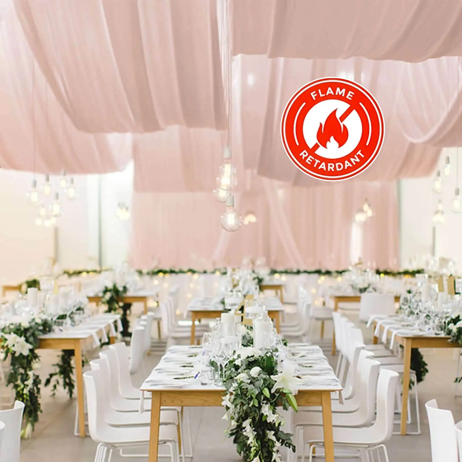 Dusty Rose Sheer Ceiling/Curtain Draping Panels Durable Flame Resistant Fabric 10ftx30ft