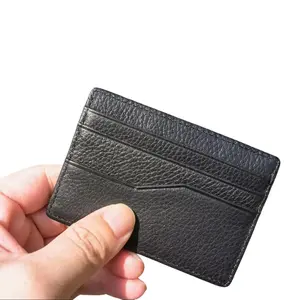 CEKI Men's Lightweight Minimalist Ultra-Thin Genuine Full-Grain Cowhide Leather Wallet, 6-Card-Slot Holder with Front Slit Pocket, Ideal for Everyday Carry & Gifting