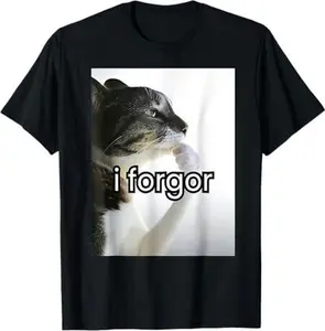 funny silly cat meme i forgor cringe brainrot meme T-Shirt