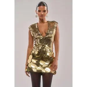 DANCE THE NIGHT AWAY SEQUIN MINI DRESS IN GOLD