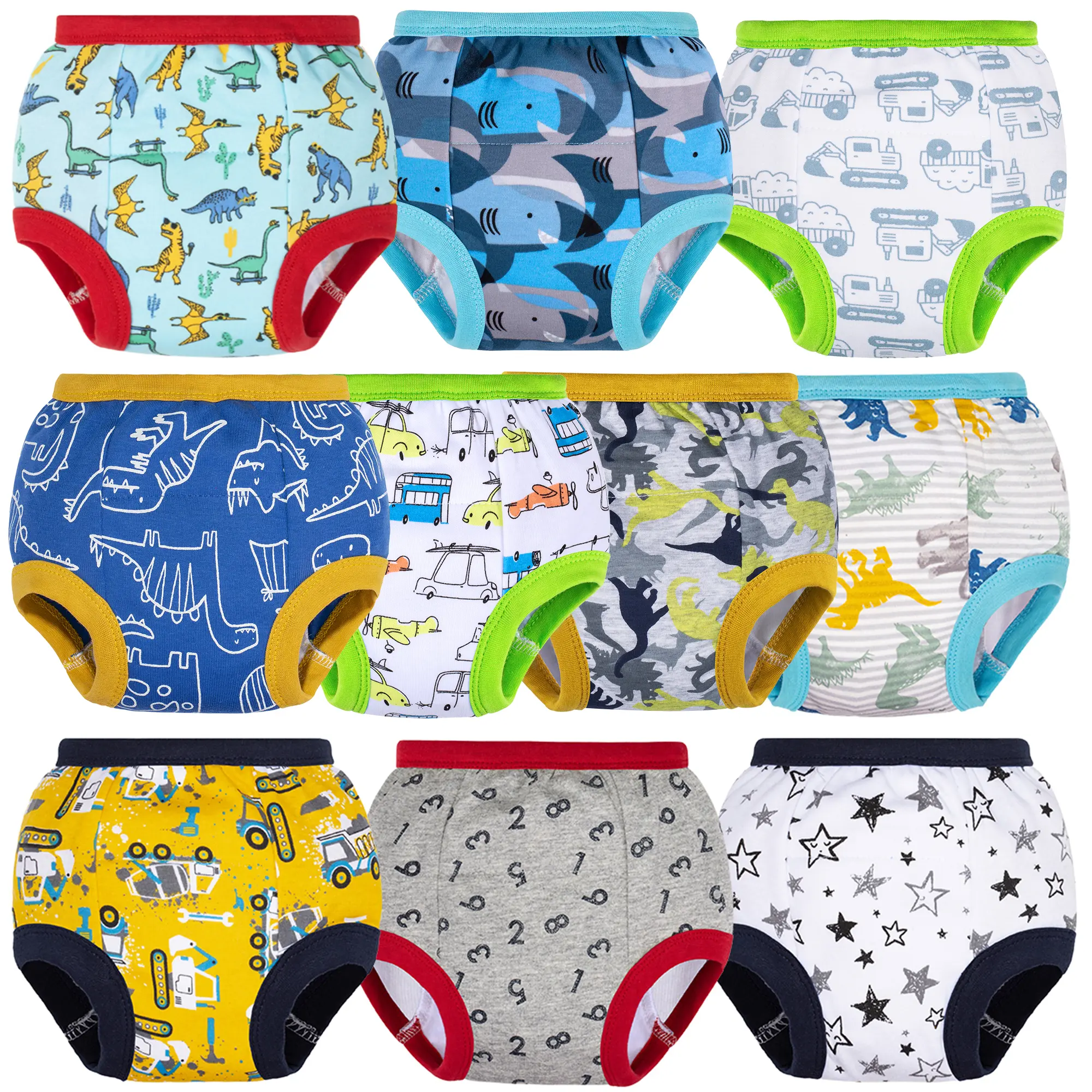 Big Elephant Toddlers 6 Pack & 10 Pack Cotton Potty Training Pants Light Absorb Toddler Toilet Learning Underwear Mixed Cute Prints,back to school