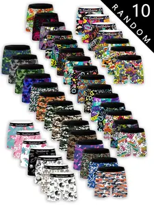 10 - pack random men's milk silk boxers, mid - waist, stylish and trendy, mixed patterns, durable set, elastic fabric, comfortable fit, suitable for all seasons, Stretchy Polyester Boxer Briefs, All Season Underwear