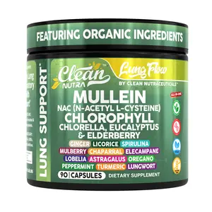Clean Nutra Mullein, NAC, Chlorophyll, Chlorella, Eucalyptus & Elderberry for Lung & Respiratory Support - Lung Flow