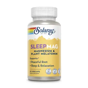 Solaray SleepMag Magnesium & Plant Melatonin 50 mg Magnesium Glycinate 1 mg SOMATO Melatonin for Peaceful Rest & Relaxation 30 VegCaps