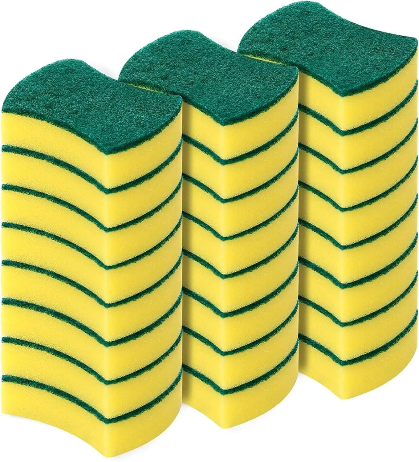 Kitchen Cleaning Sponges 24 Pack Eco Non-Scratch Microfiber Scrub Sponges for Dishes & Pans Soft Yellow High Absorbency Non-Stick Pan Friendly