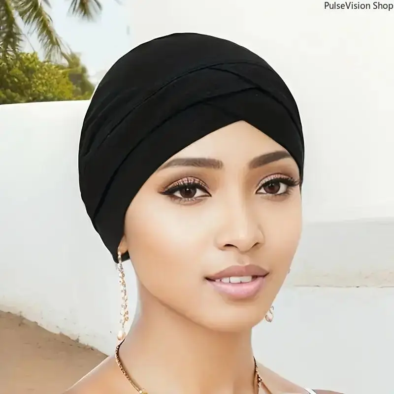 Solid Color Turban Scarf Head Wrap - Casual Soft Shawl, Lightweight No-Brim Cap, Comfortable Versatile Fashion Accessory for Outdoor Sports, Daily Wear