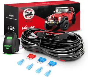 Nilight 16AWG LED Light Bar Wiring Harness Kit 2 Leads 12V On/Off 5 Pin Rocker Switch Power Relay Blade Fuse for Jeep Boat Trucks Black Lighting Outdoor  dealsforyoudays