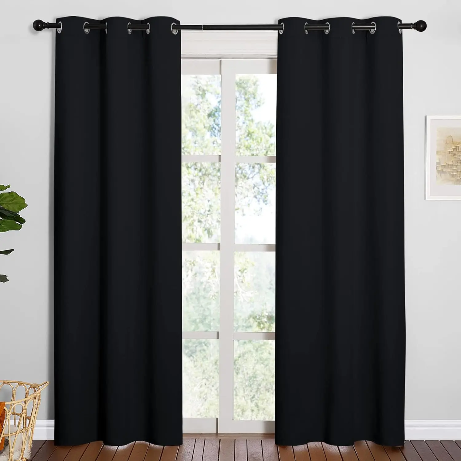 NICETOWN 2-Panel Solid Thermal Insulated Grommet Room Darkening Curtains, Easy-Care Light Blocking Curtain with Blackout Covers, Machine Washable for Bedroom