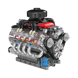 Building Blocks Set - 487 Pcs Functional STEM Mini V8 Engine Kit DIY Engineering Model for Kids & Adults Ages 8+ Creative Gift Exquisite Mechanical Collectible Car Enthusiasts Diy Kits Diy Kits