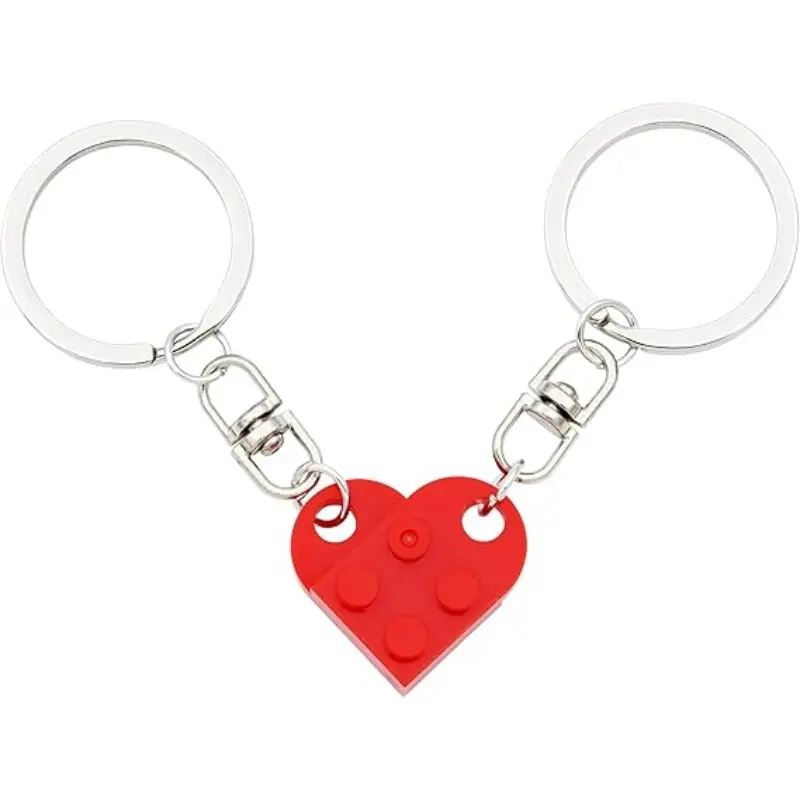 Matching Heart Keychain Set for Couples - Connecting Pair Keychains for Anniversary & Valentines Gifts