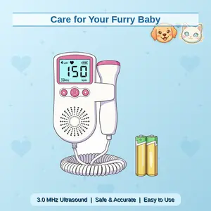 Pet Fetal Doppler Handheld Ultrasound Heartbeat Monitor for Pregnant Dogs and Cats Women