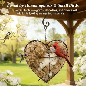 Handmade Alpaca Fiber Bird Nesting Heart | Winter Shelter for Wild Hummingbirds | Garden Yard Art Birdhouse Decor | Perfect Gift for Bird Lovers
