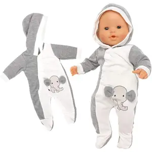 Baby Doll Clothes Casual Cute Handmade Elephant Long-Sleeved Clothing Set Outfit with Hat for 14 Inch Dolls Gift Set