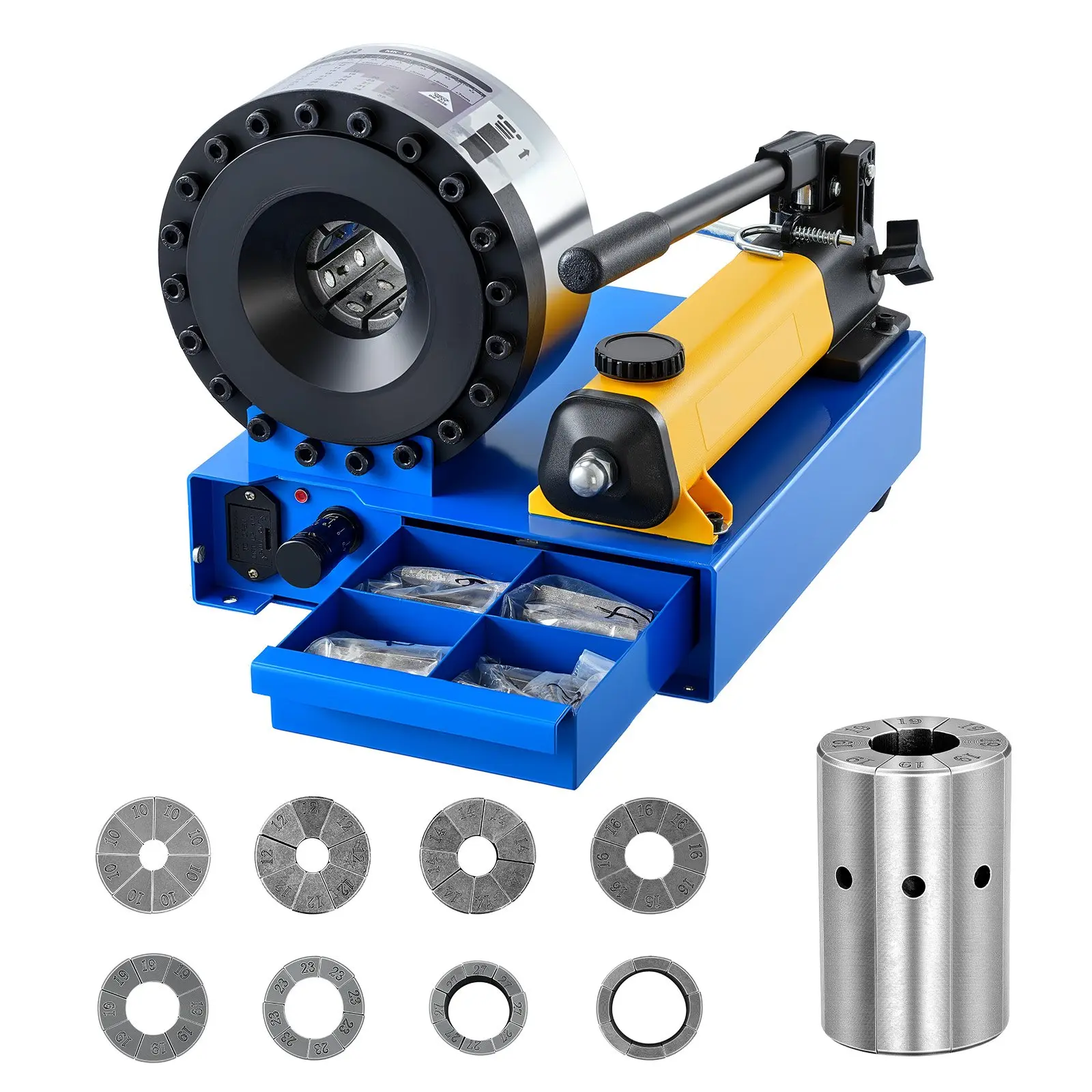 【Summerfinds】VEVOR High Pressure Hydraulic Hose Crimper, Manual Hose Crimping Tool with 8 Dies & 0.24"-1.1" Crimping Range, Suitable for Low & High-Pressure Oil Pipes, Gas/Water/Auto AC Hoses & Cable Joints