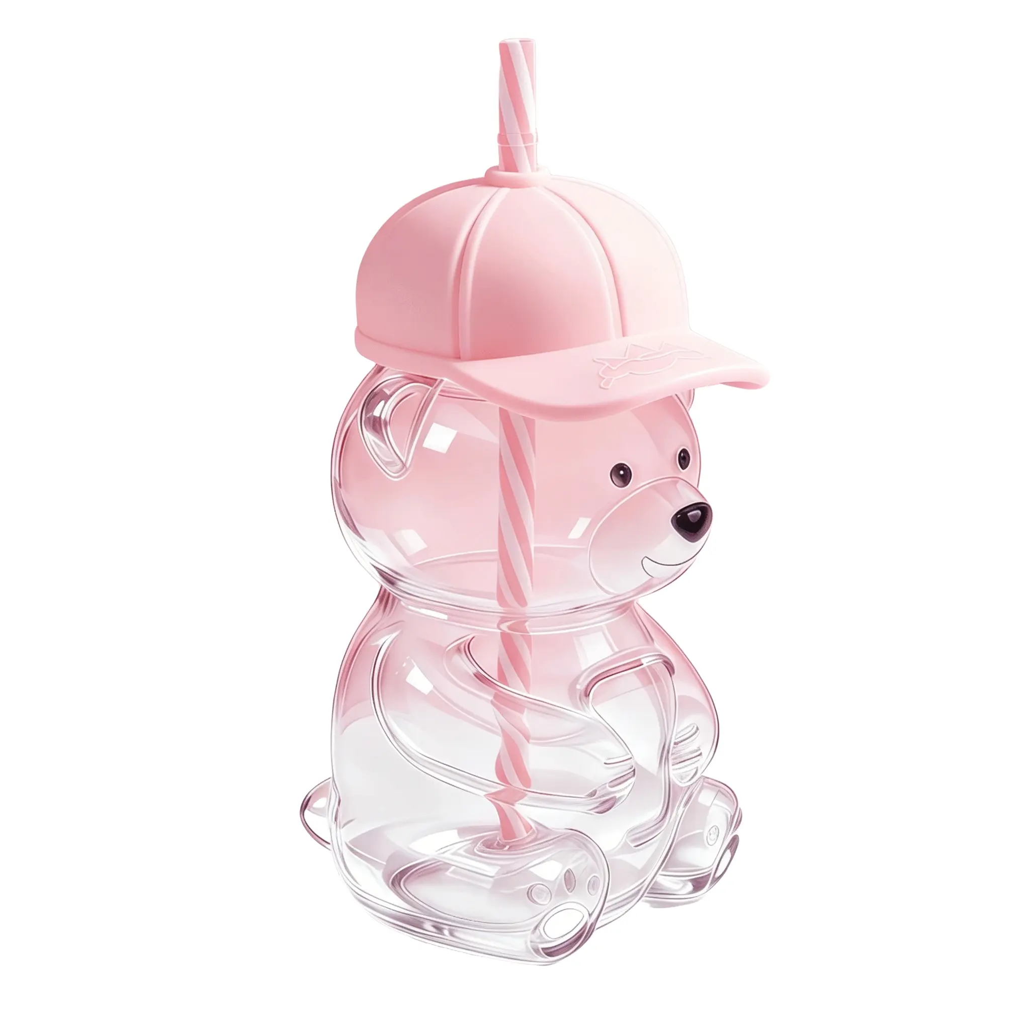 Bear Straw Cup 20oz, Cute Bear Glass Tumbler With Straw And Lid Mug, Reusable Straw, Baseball Cap Lid, Drinkware, Ideal for Coffee, Beer, Wine, Cocktails, Smoothies, Boba, Iced Coffee, Milk Tea
