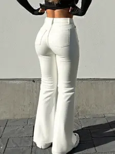 High Waist Flare Jeans for Women, Elastic Bootleg Pants, Y2K Street Casual Vintage Fashion, Streetwear, Comfortable and Stylish