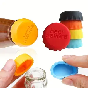 12 reusable silicone bottle caps - beer, soda, wine sealing and preserving caps - food-grade beverage preserving caps, available in multiple colors such as orange, red, and blue - for kitchen storage use, Silicone Lid, Drink Protectors