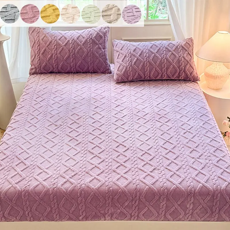 Polyester Jacquard Bed Sheet Set, King Queen Size, Soft Skin-Friendly Fabric, Non-Slip Deep Pockets, 3 Piece Set, Soft Breathable Sheet, Bedding Sheets, Bedsheet Set