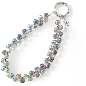 Hands-Free Smartphone Lanyard with Secure Clip, Anti-Drop Cellphone Wrist Strap, Crystal Beaded Bracelet Keychain, TikTok Viral Gift for Women/Teens