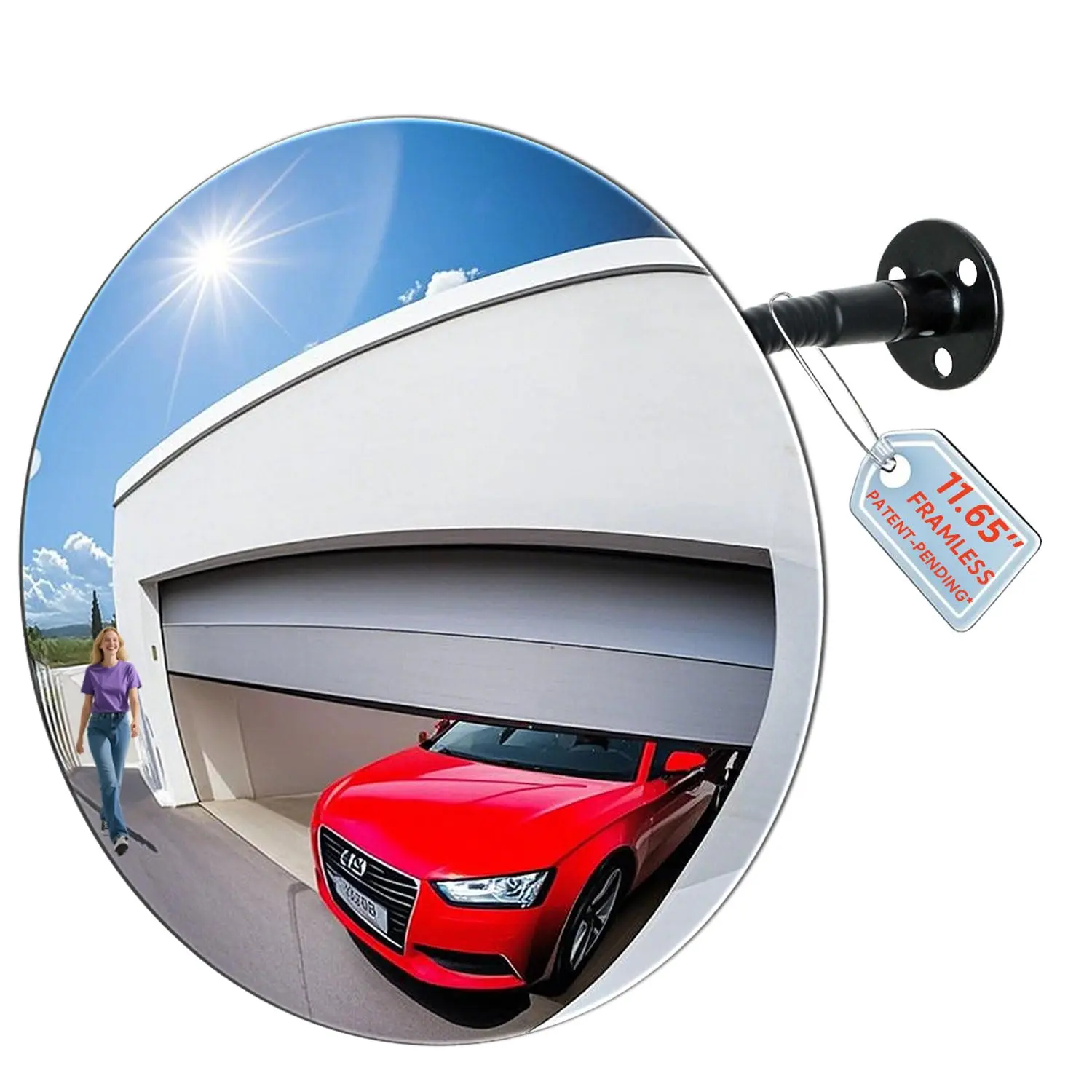 11.65 Inch Frameless 1.8mm Thick Convex Mirror - Adjustable Wide Angle View Indoor Security For Garage Parking Warehouse Office And Corner Traffic