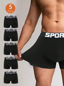 5 pieces of solid color Plain pure cotton men's boxer underwear men's shorts underwear Athletic Sportswear Activewear Boxer Briefs