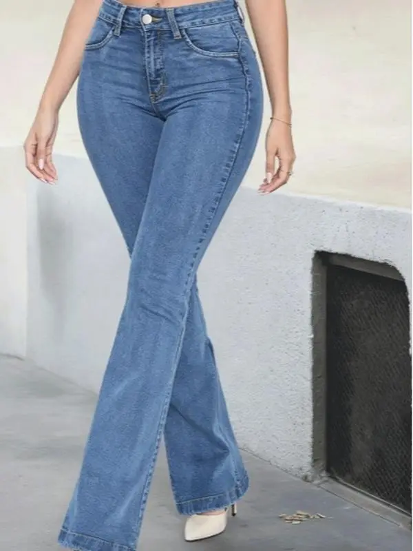 Womenswear Women's Elastic Stretch Hip Lift Denim Trousers - Slightly Flared, Breathable Spring Bottoms