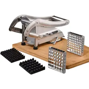 Kitchen Frech Fry Cutter Stainless Steel,Potato Chipper Fast Cutting,Potato Chip Cutter with Holes Blades Manual Food Slicer