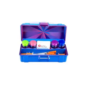 4-Slot 3 ml or 10 ml Vial Case with Extra Storage for Syringes, Alcohol pads,  | Organizer for GLP-1, Peptides, Research