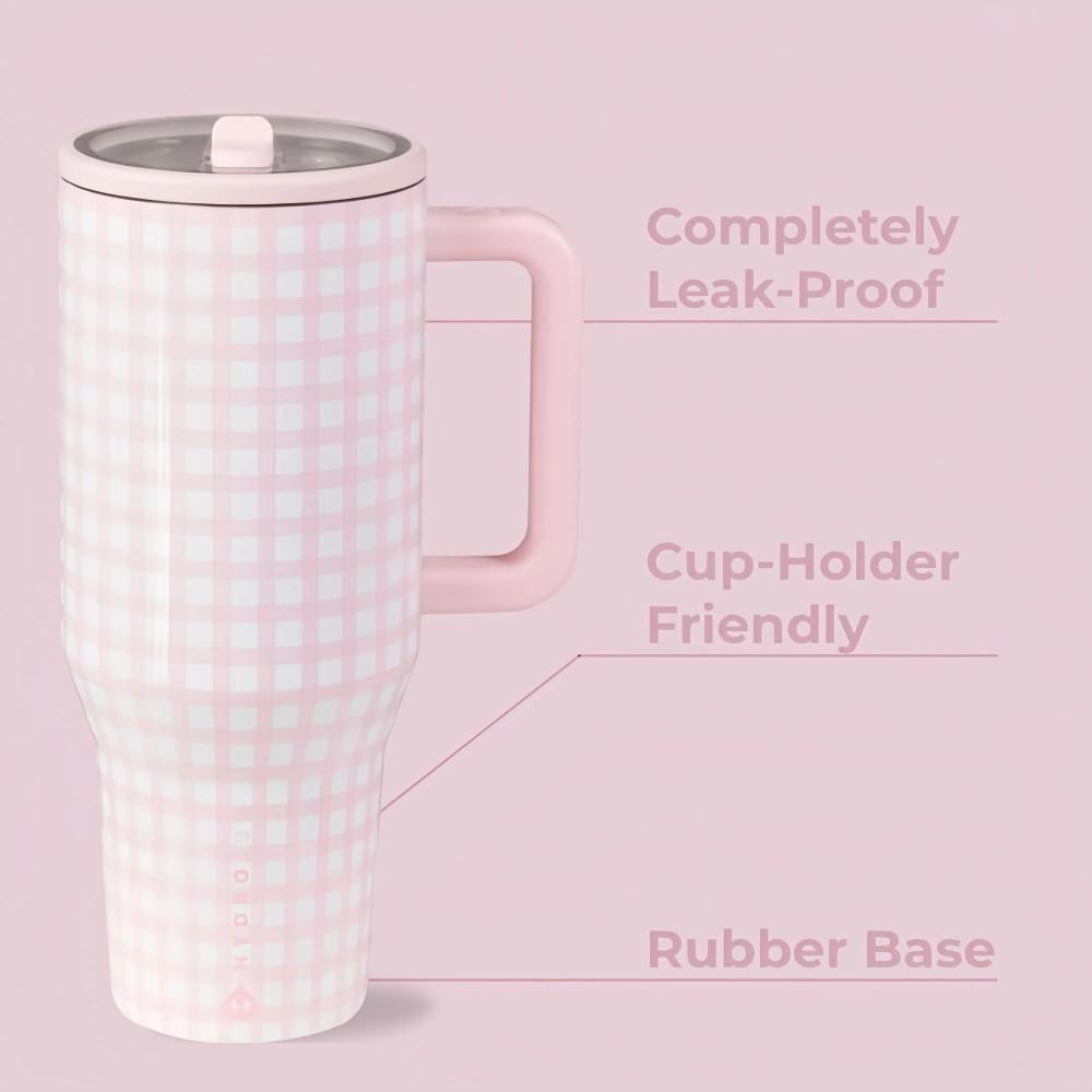 Hydrojug Traveler 40-ounce double-layer stainless steel flip-top stainless steel water bottle, can be placed in the cup holder, leak-proof bottle, with rubber base.