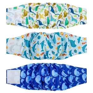 Reusable Washable Dog Diapers for Male Dogs, 3 Pack Pet Belly Wraps, Unscented Puppy Underwear, Pet Care Nappies