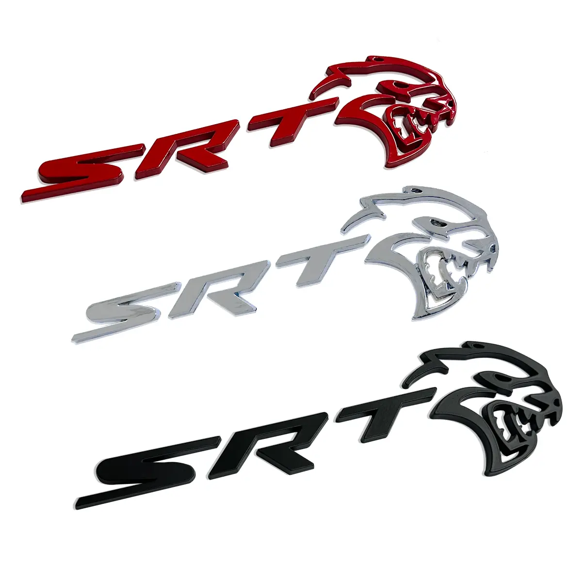 Hollow Hellcat SRT 3D Emblem, Automotive Grade ABS Plastic Adhesive Car Decal for 2021-2023 Dodge Charger, Custom Side Fender Skull Sticker, 17.1x5.1 cm, Black/Red/Chrome Premium Decal, Car Vehicle Decoration, Cars Accessories
