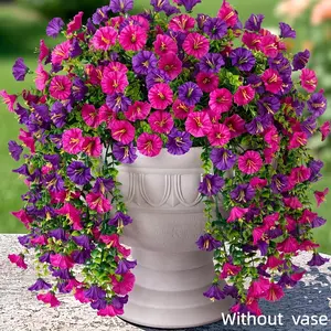 2pcs Artificial Hanging Vines, Artificial Hanging Flowers, Eucalyptus & Petunias, Realistic Faux Decorative Greenery Garlands for Wall Decor, Indoor/outdoor Use, Spring Summer Decor