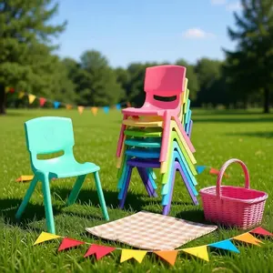 12Pcs Stackable School Chairs, Colorful Kids Plastic Chair for Toddlers with 12'' Seat, Kids Flexible Seating for Classroom Elementary, School, Daycare, Outdoor, Classroom Furniture (12PCS)